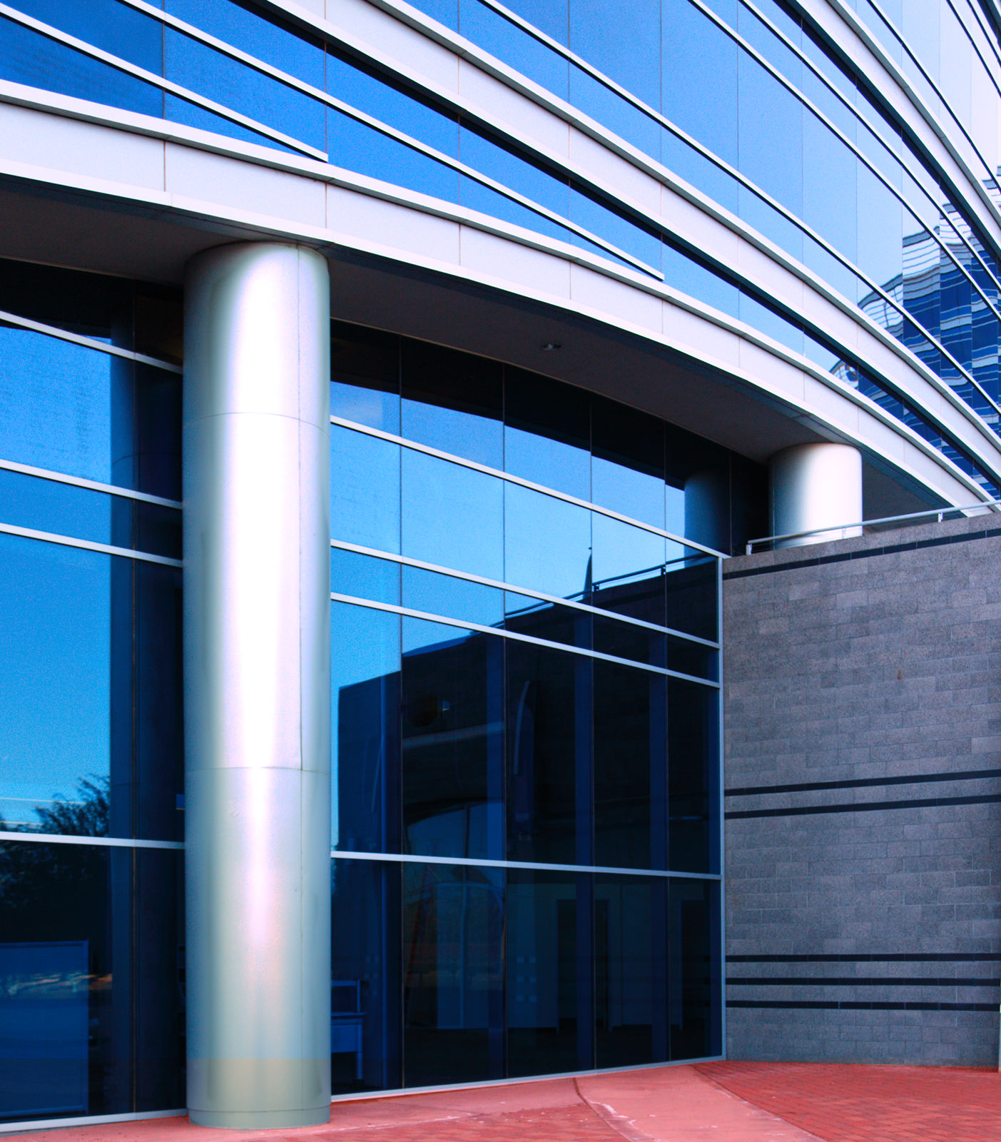 Blue Glass and Metal Columns at Rio Salado