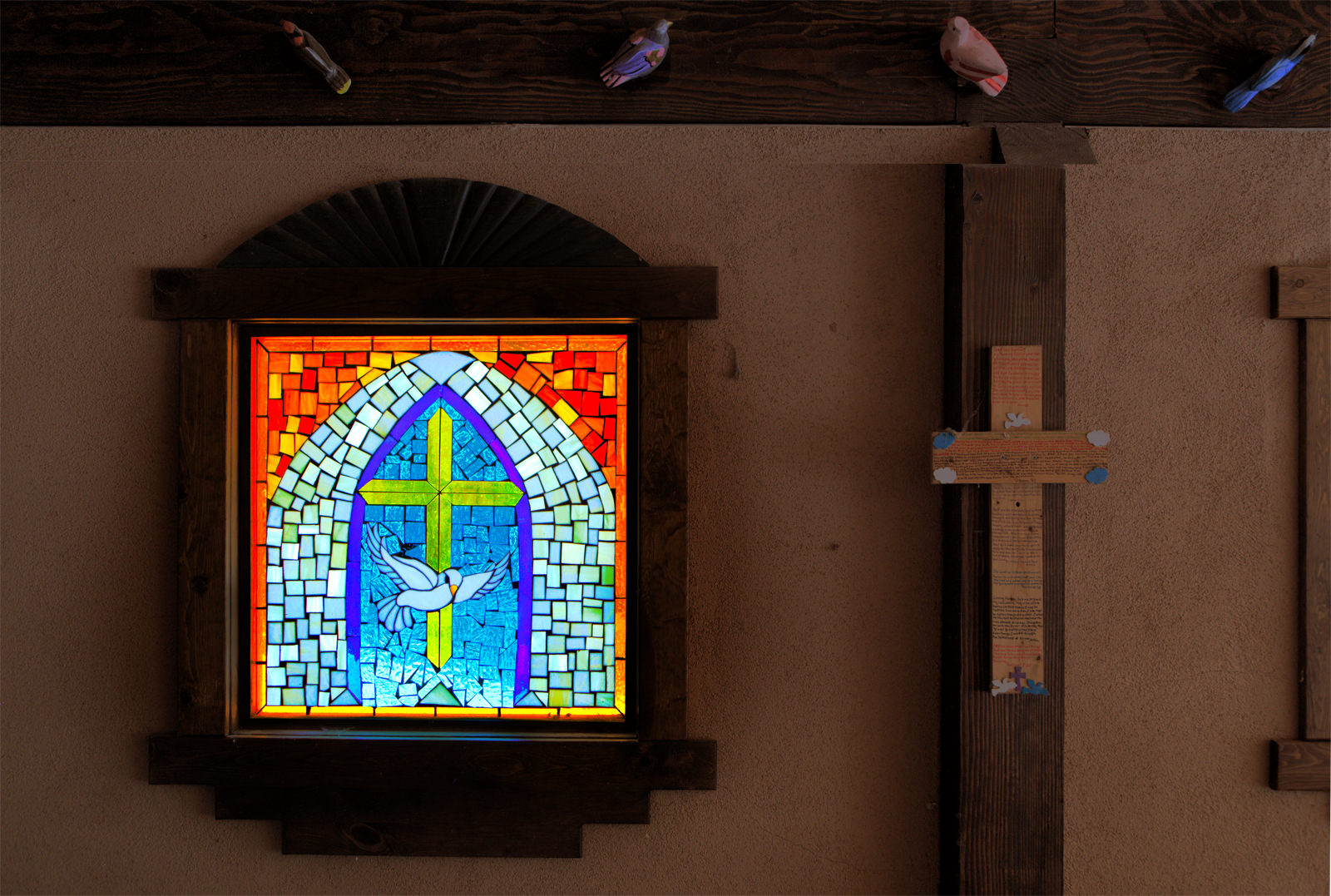 Stained Glass Window with Cross