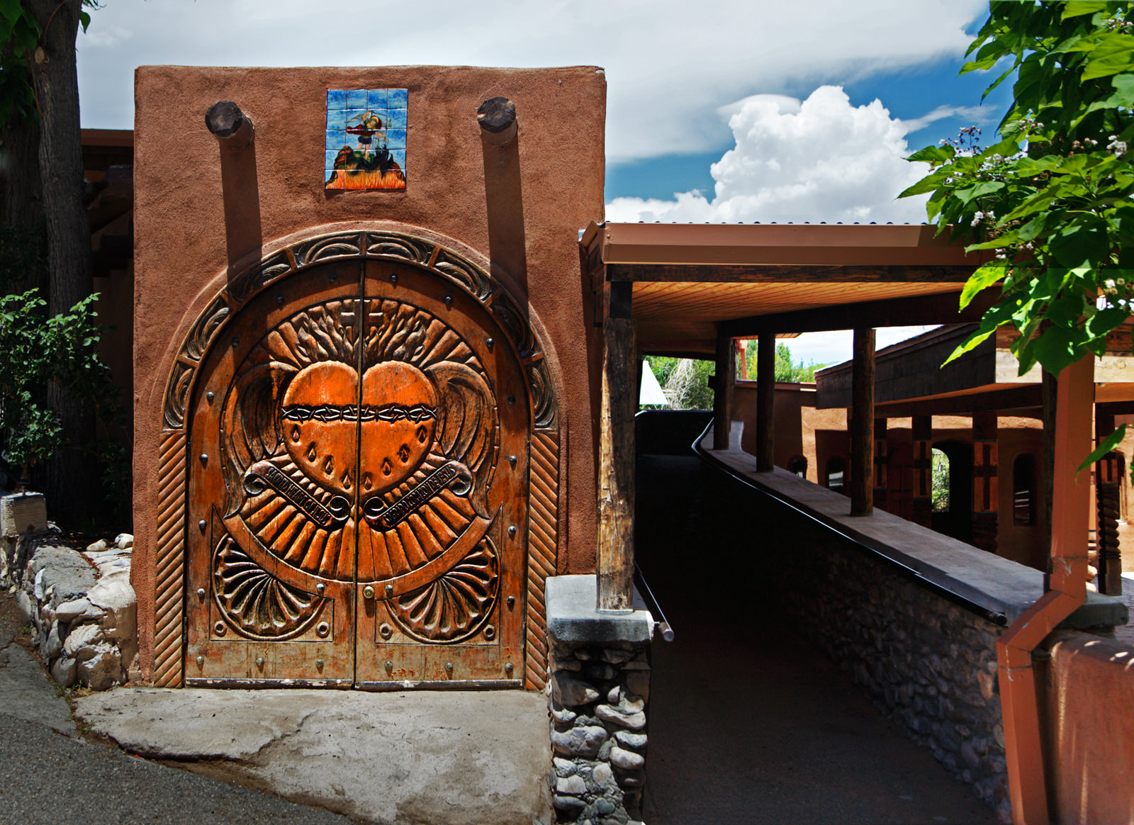 Carved Door in Courtyard Building